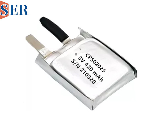 Bateria macia do manganês do lítio do pacote de SER CP502025 de bateria de 3.0V Li-MnO2