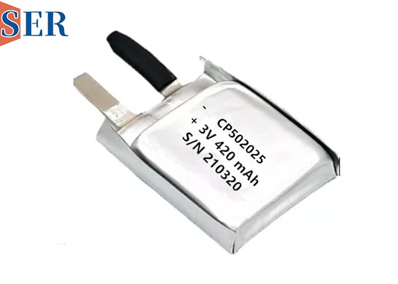 Longa vida ultra fina macia da pilha 550mAh do malote da bateria de CP502025 Li-MnO2 para o seguimento animal