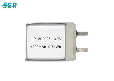 Lítio pequeno Ion Polymer Battery 502025 3.7V, pilhas 210mAh do polímero do lítio
