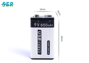 Bloco 650mAh da bateria de lítio do de alta capacidade 9V recarregável para o medidor/alarme de incêndio