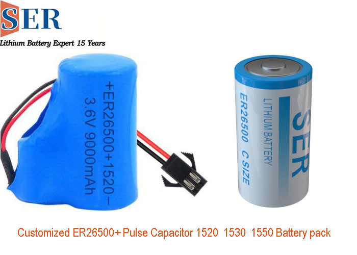 bloco ER26500 da bateria de lítio 3.6v com o capacitor ER26500+HPC1550 de 1550 pulsos para a coisa do Internet