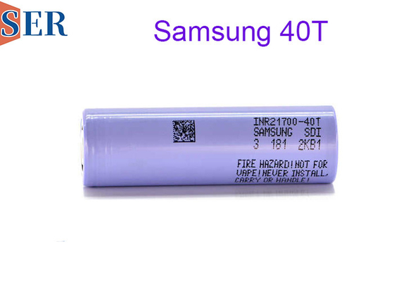 Bateria de alta drenagem tipo INR21700 40T Samsung Li Ion Bateria recarregável cilíndrica de 3,6 V para ferramentas elétricas