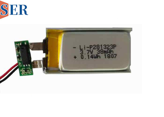 LP281323 3,7v bateria recarregável de lítio-polímero de 38mAh com cabo FPC para fones de ouvido sem fio