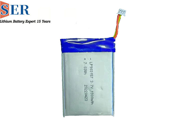 Bloco retangular 2.75wh 1900mAh da pilha de Li-Ion Polymer Batteries 3.7V único horizontalmente prismático